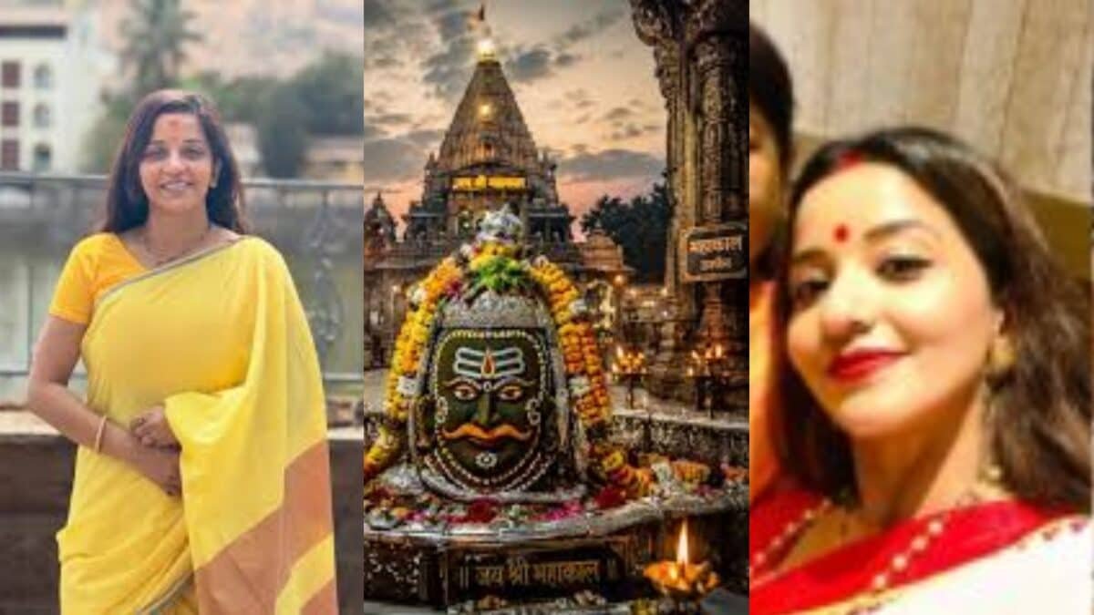 महाकाल मंदिर पहुंची भोजपुरी एक्ट्रेस मोनालिसा, भस्म आरती में हुई शामिल