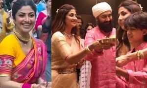 गणपति विसर्जन: नौवारी साड़ी में जमकर थिरकीं शिल्पा, बप्पा की भक्ति में डूबी दिखीं हीरोइन